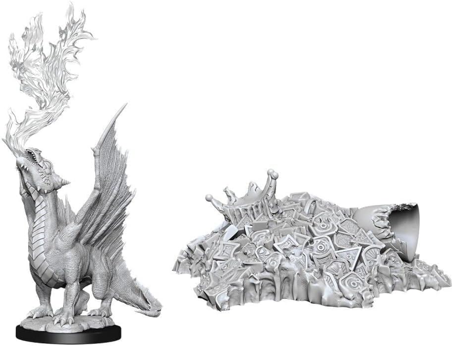 D&D Nolzur's Marvelous Miniatures: Bronze Dragon Wyrmling & Pile of Sea found Treasure