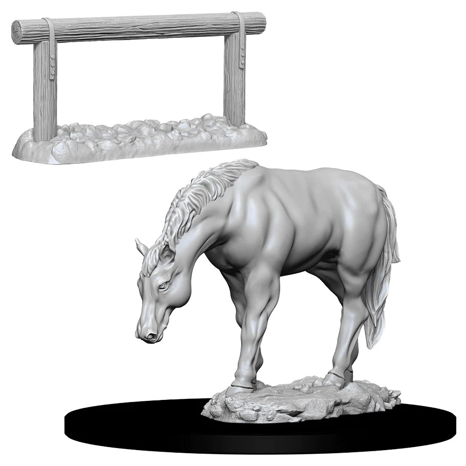 [73862] WizKids Deep Cuts Unpainted Miniatures: Horse & Hitch